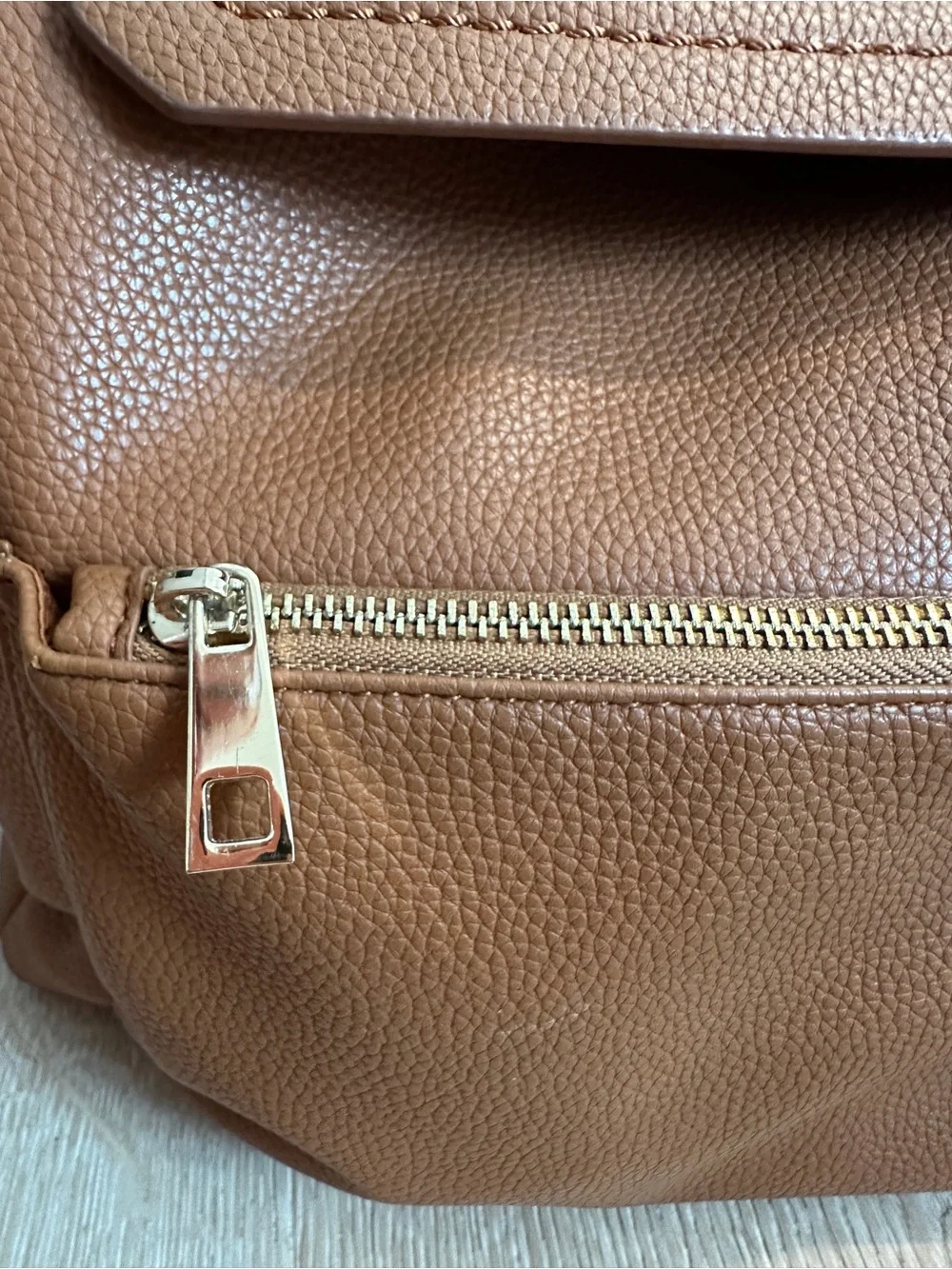 Tan Pebbled Leather Baby Backpack